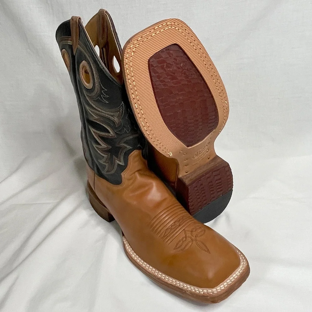Justin Size 10 EE Caddo BENT RAIL Western SQUARE TOE Boot Copper Brown BR740 - Picture 8 of 12